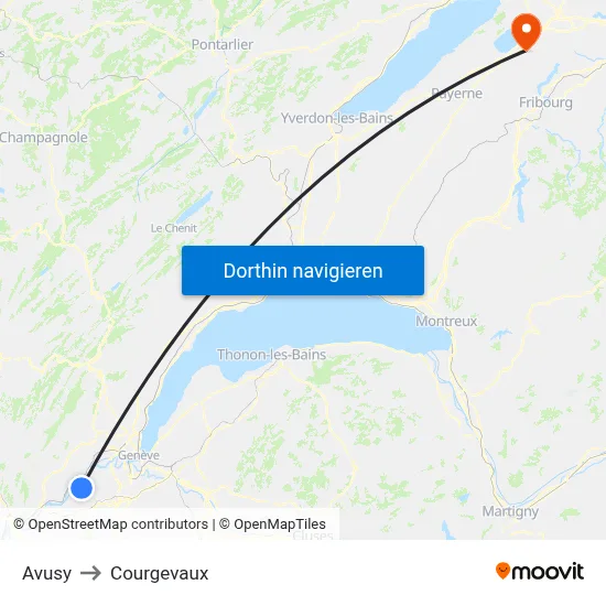 Avusy to Courgevaux map