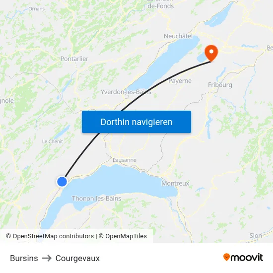 Bursins to Courgevaux map