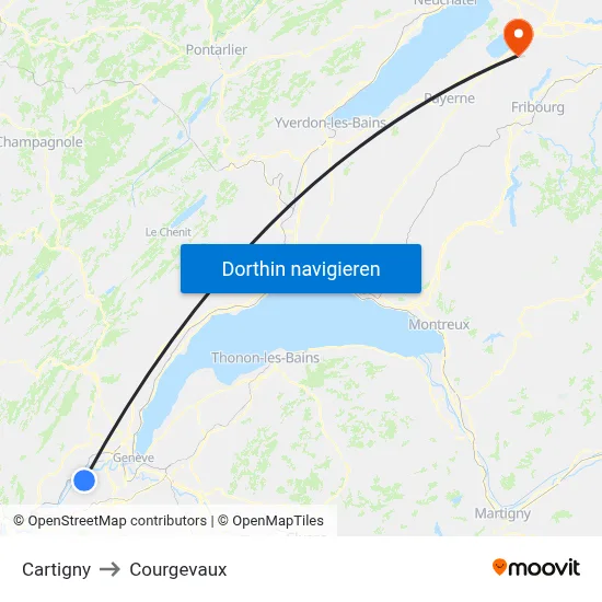 Cartigny to Courgevaux map