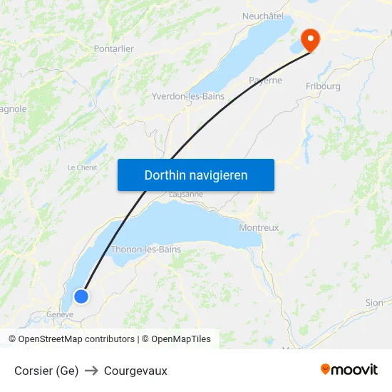 Corsier (Ge) to Courgevaux map