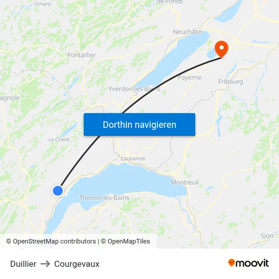 Duillier to Courgevaux map