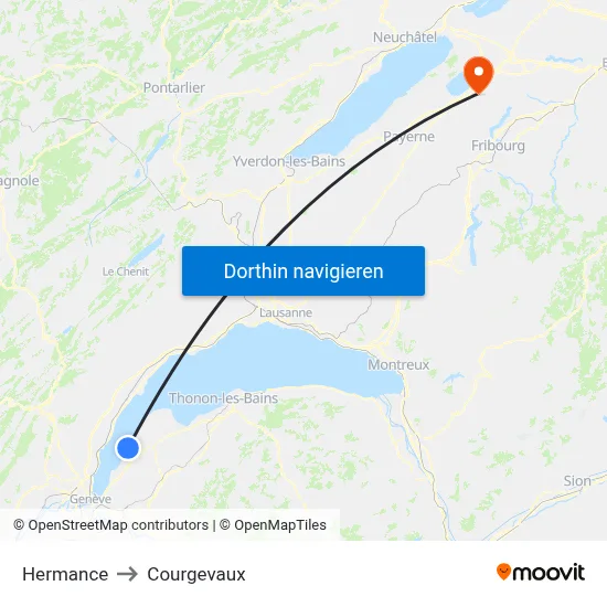 Hermance to Courgevaux map
