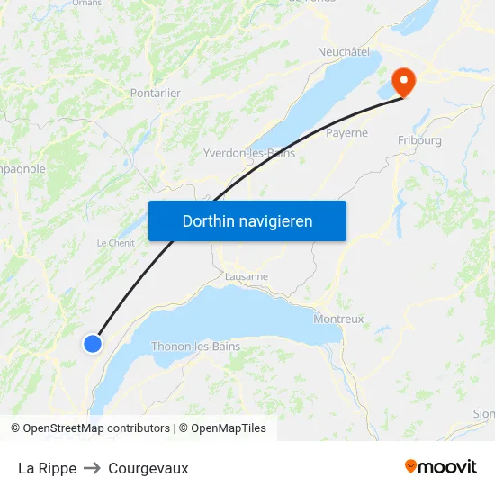 La Rippe to Courgevaux map