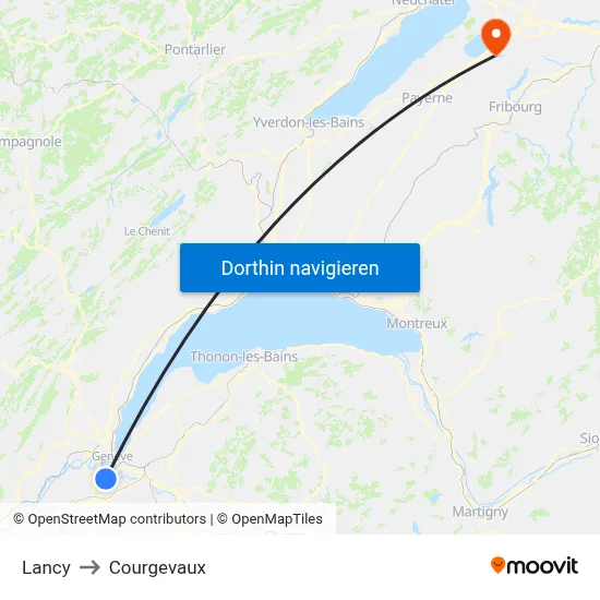 Lancy to Courgevaux map