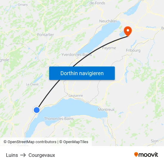 Luins to Courgevaux map