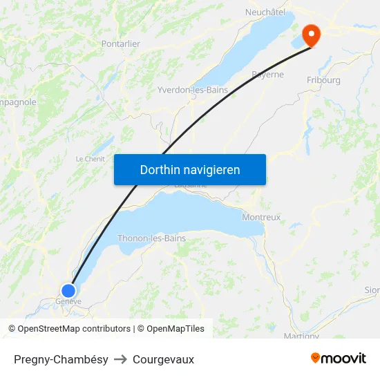 Pregny-Chambésy to Courgevaux map