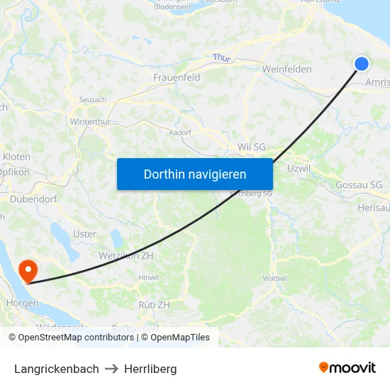 Langrickenbach to Herrliberg map
