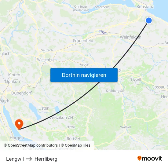 Lengwil to Herrliberg map