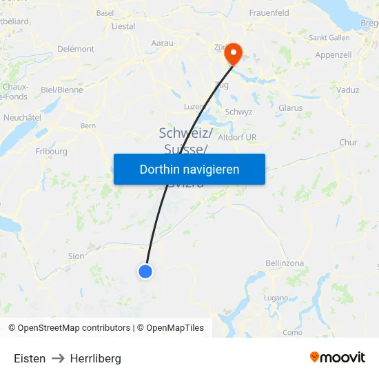 Eisten to Herrliberg map