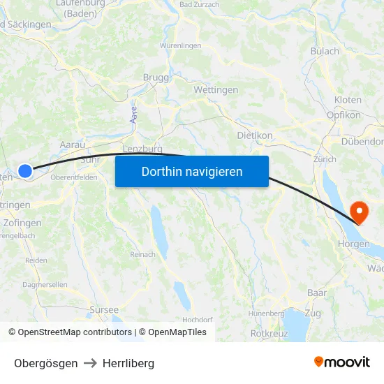 Obergösgen to Herrliberg map