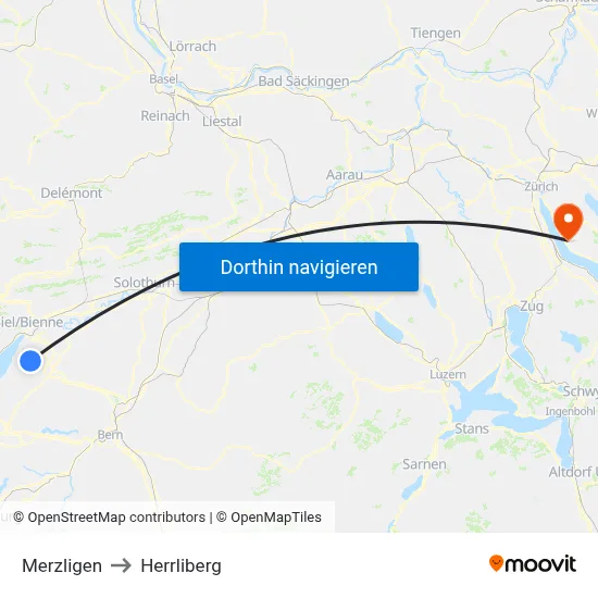 Merzligen to Herrliberg map