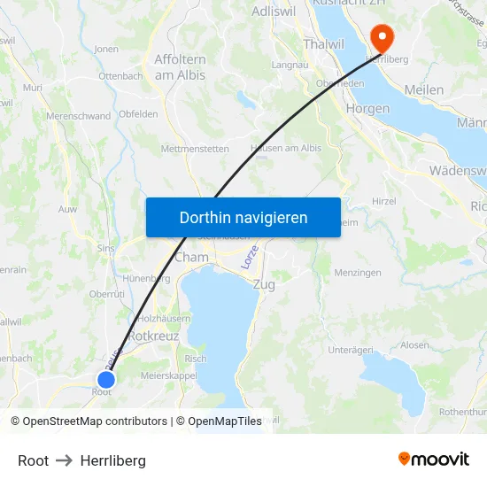 Root to Herrliberg map