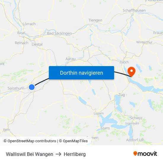 Walliswil Bei Wangen to Herrliberg map