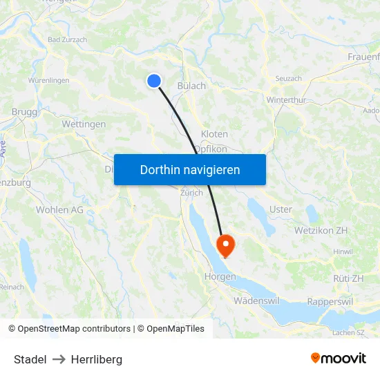 Stadel to Herrliberg map