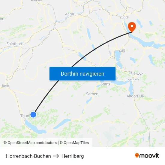 Horrenbach-Buchen to Herrliberg map