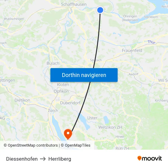 Diessenhofen to Herrliberg map