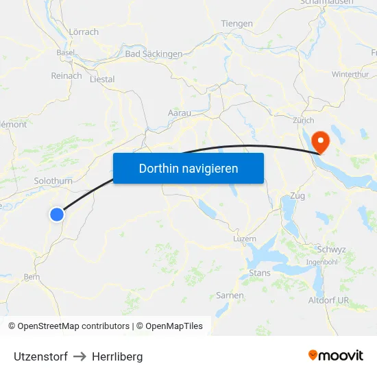 Utzenstorf to Herrliberg map