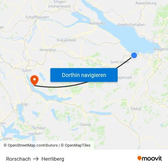 Rorschach to Herrliberg map