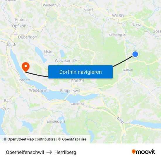 Oberhelfenschwil to Herrliberg map