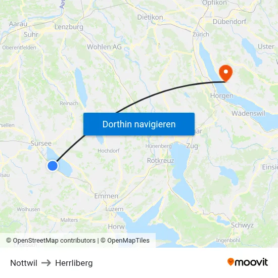 Nottwil to Herrliberg map