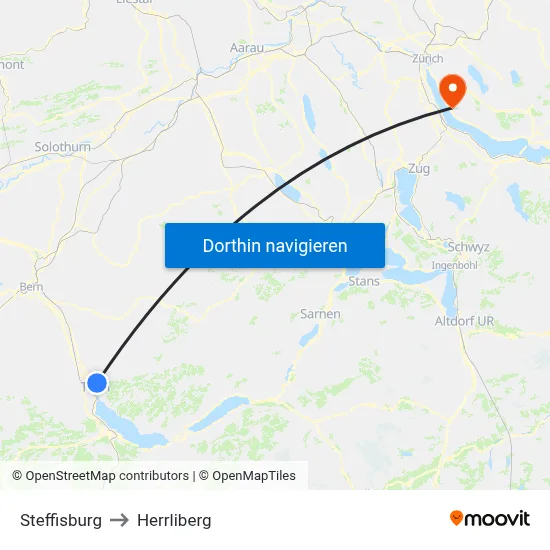 Steffisburg to Herrliberg map