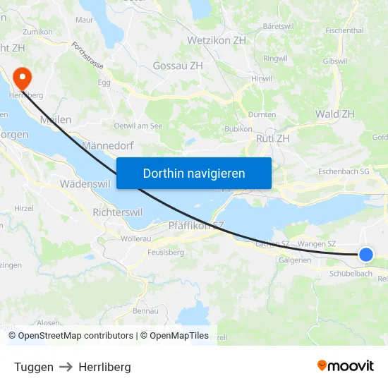 Tuggen to Herrliberg map