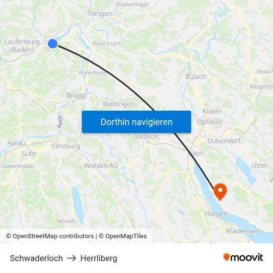 Schwaderloch to Herrliberg map