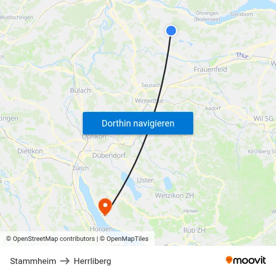 Stammheim to Herrliberg map