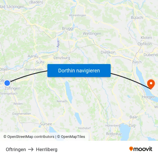 Oftringen to Herrliberg map