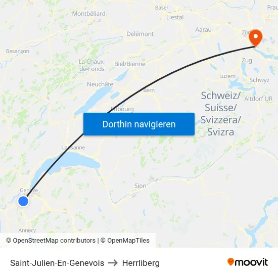Saint-Julien-En-Genevois to Herrliberg map