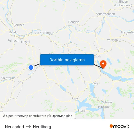 Neuendorf to Herrliberg map