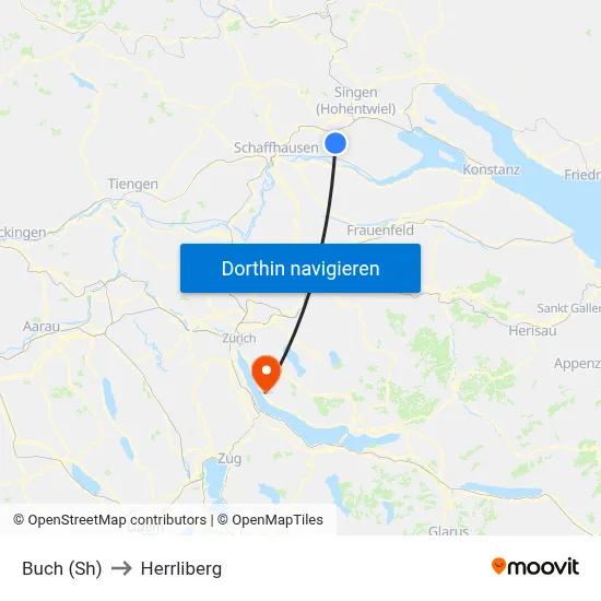 Buch (Sh) to Herrliberg map