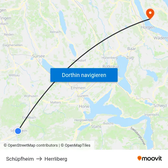 Schüpfheim to Herrliberg map