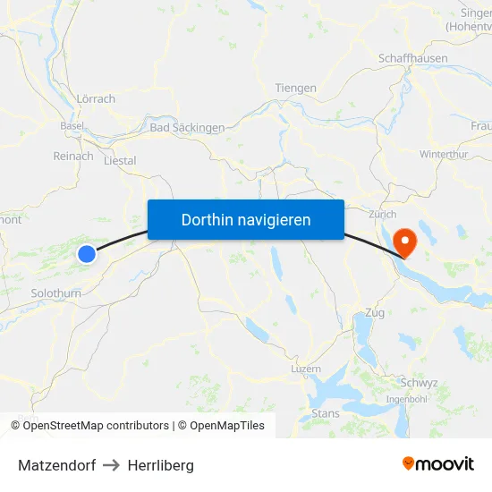 Matzendorf to Herrliberg map