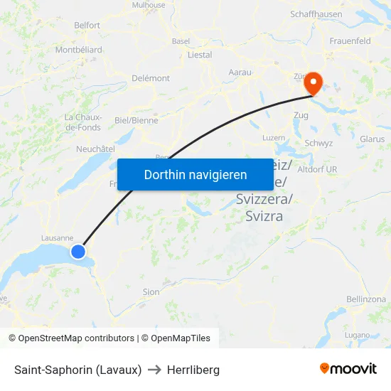 Saint-Saphorin (Lavaux) to Herrliberg map