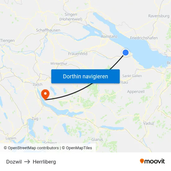 Dozwil to Herrliberg map
