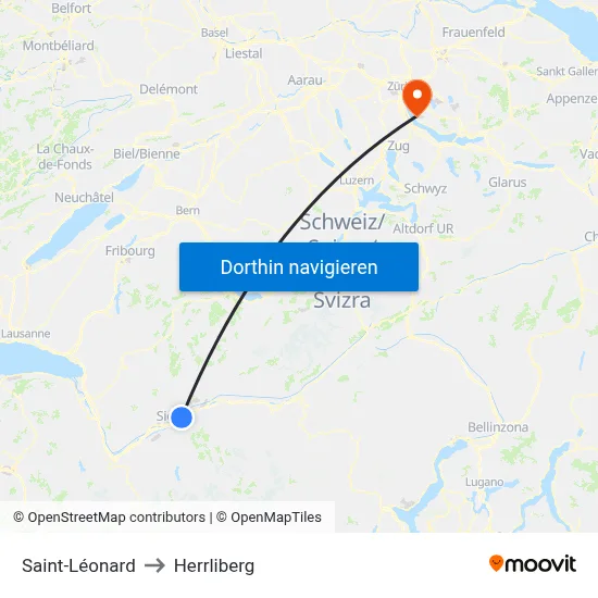 Saint-Léonard to Herrliberg map