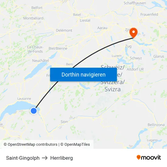 Saint-Gingolph to Herrliberg map