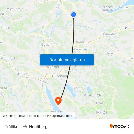 Trüllikon to Herrliberg map