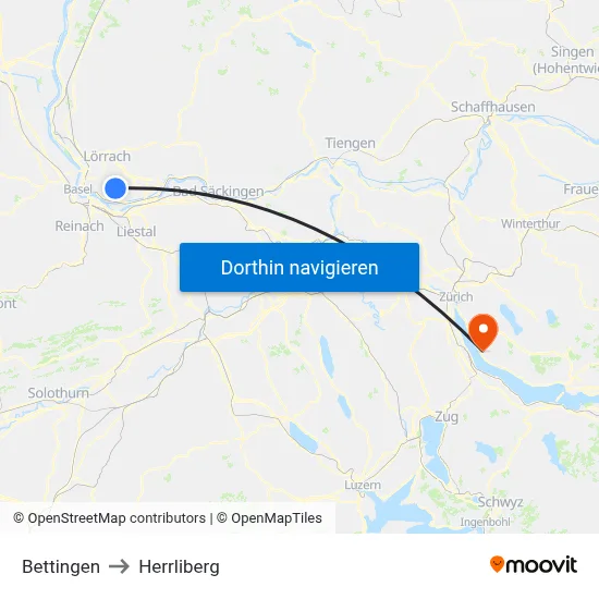 Bettingen to Herrliberg map