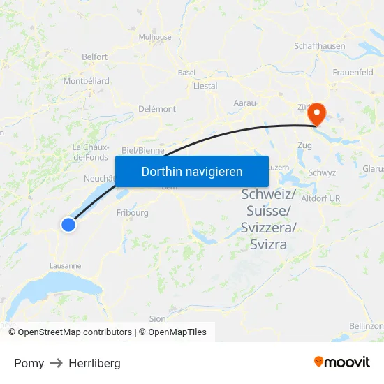 Pomy to Herrliberg map