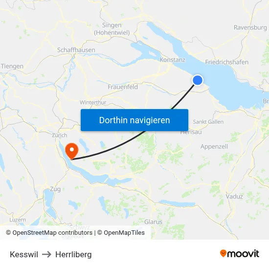 Kesswil to Herrliberg map