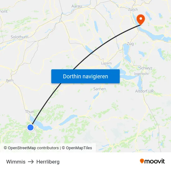 Wimmis to Herrliberg map