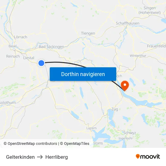 Gelterkinden to Herrliberg map