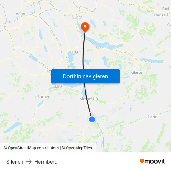 Silenen to Herrliberg map