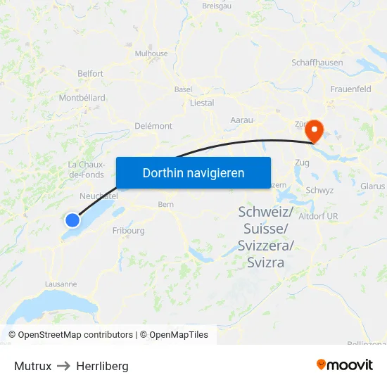 Mutrux to Herrliberg map