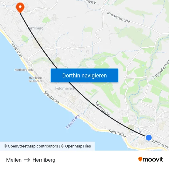 Meilen to Herrliberg map
