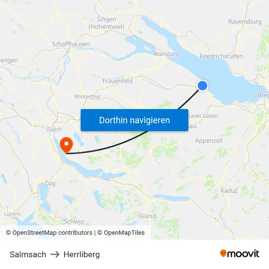Salmsach to Herrliberg map