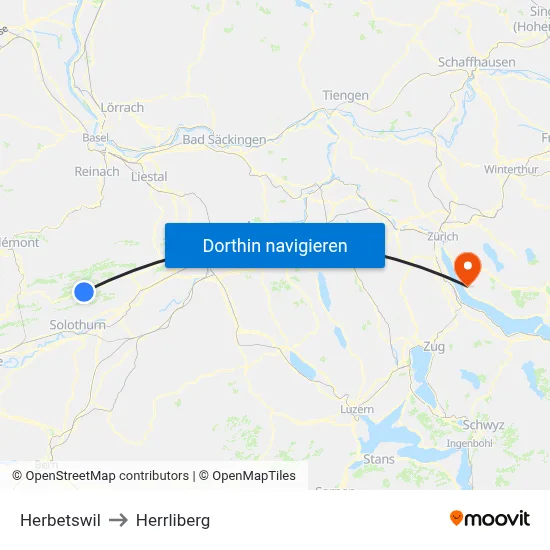 Herbetswil to Herrliberg map