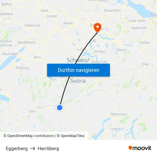 Eggerberg to Herrliberg map